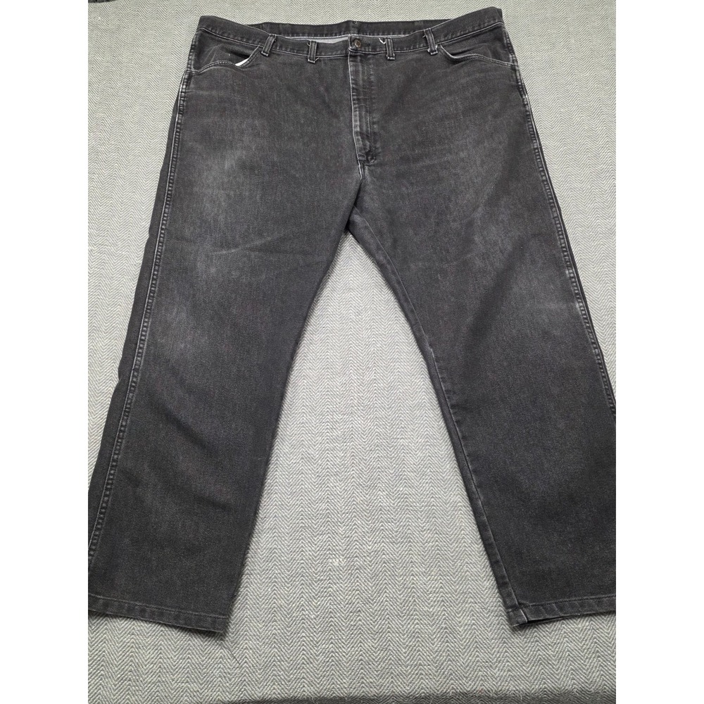 Wrangler Authentics Mens 46x30 Regular Fit Jeans Faded Black Distressed 85900BK‎